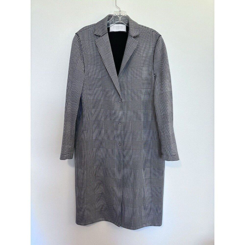 Harris Wharf London Minimalist Houndstooth Coat Cotton 42 Medium Made In Italy